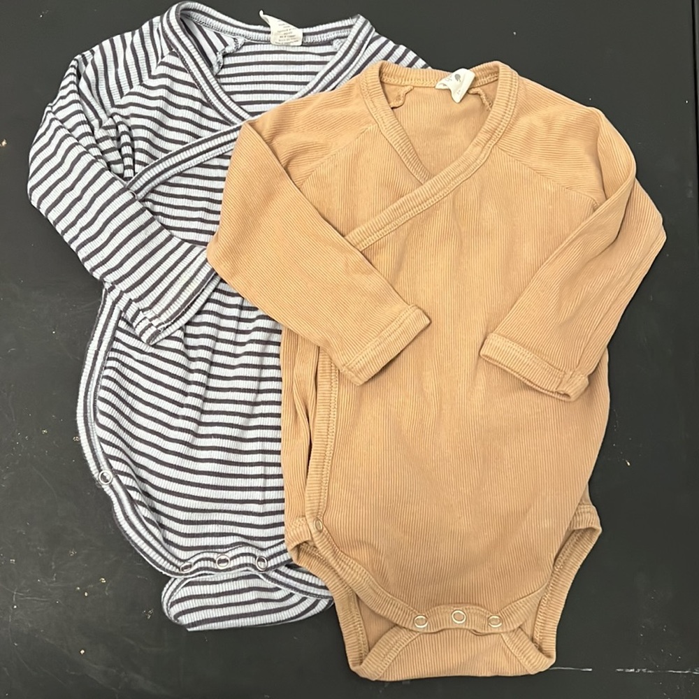 Ribbed long sleeve kimono onesies